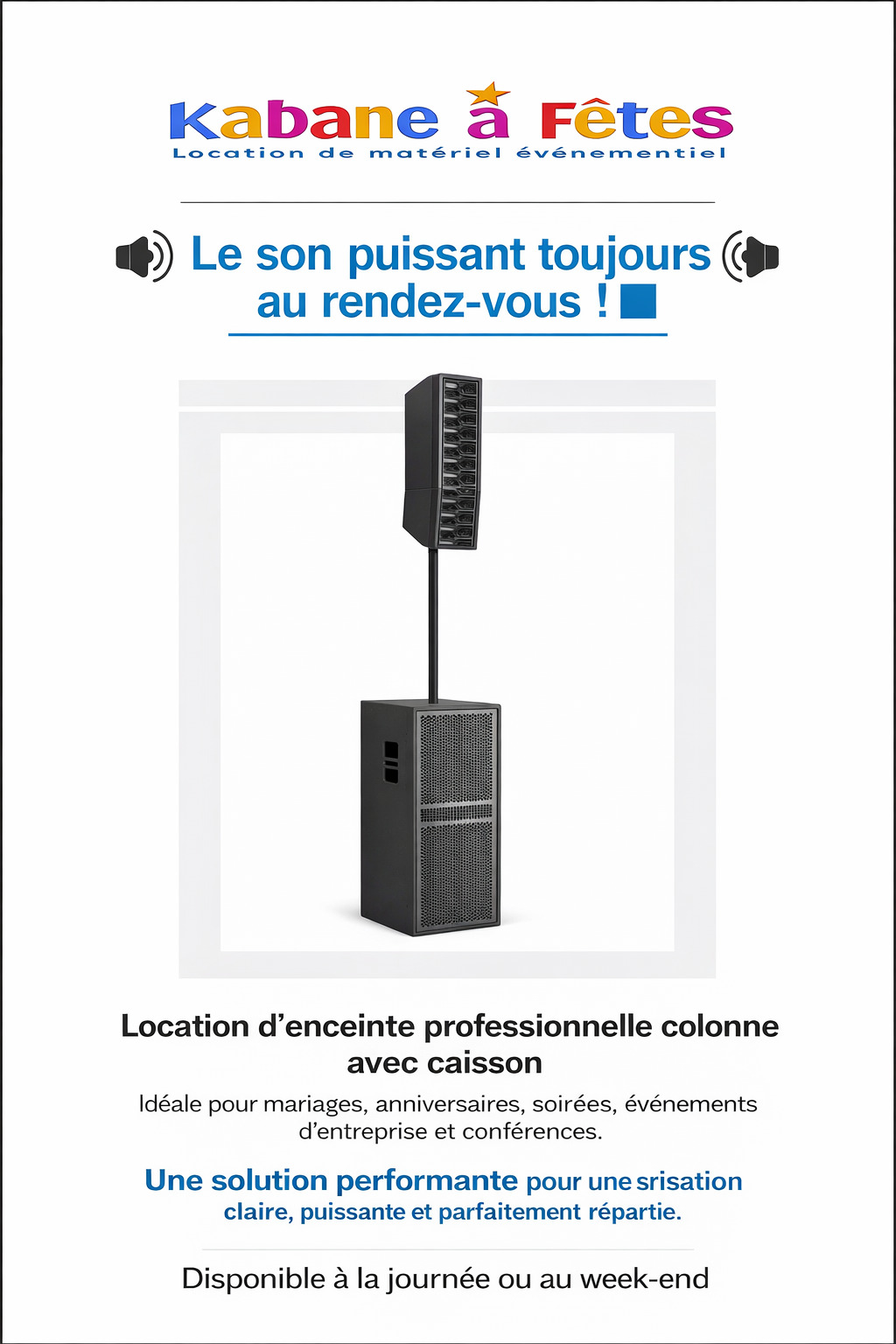 Enceinte professionnelle colonne avec caisson