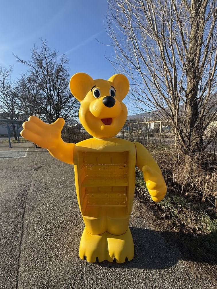 Présentoir à bonbons nounours jaune
